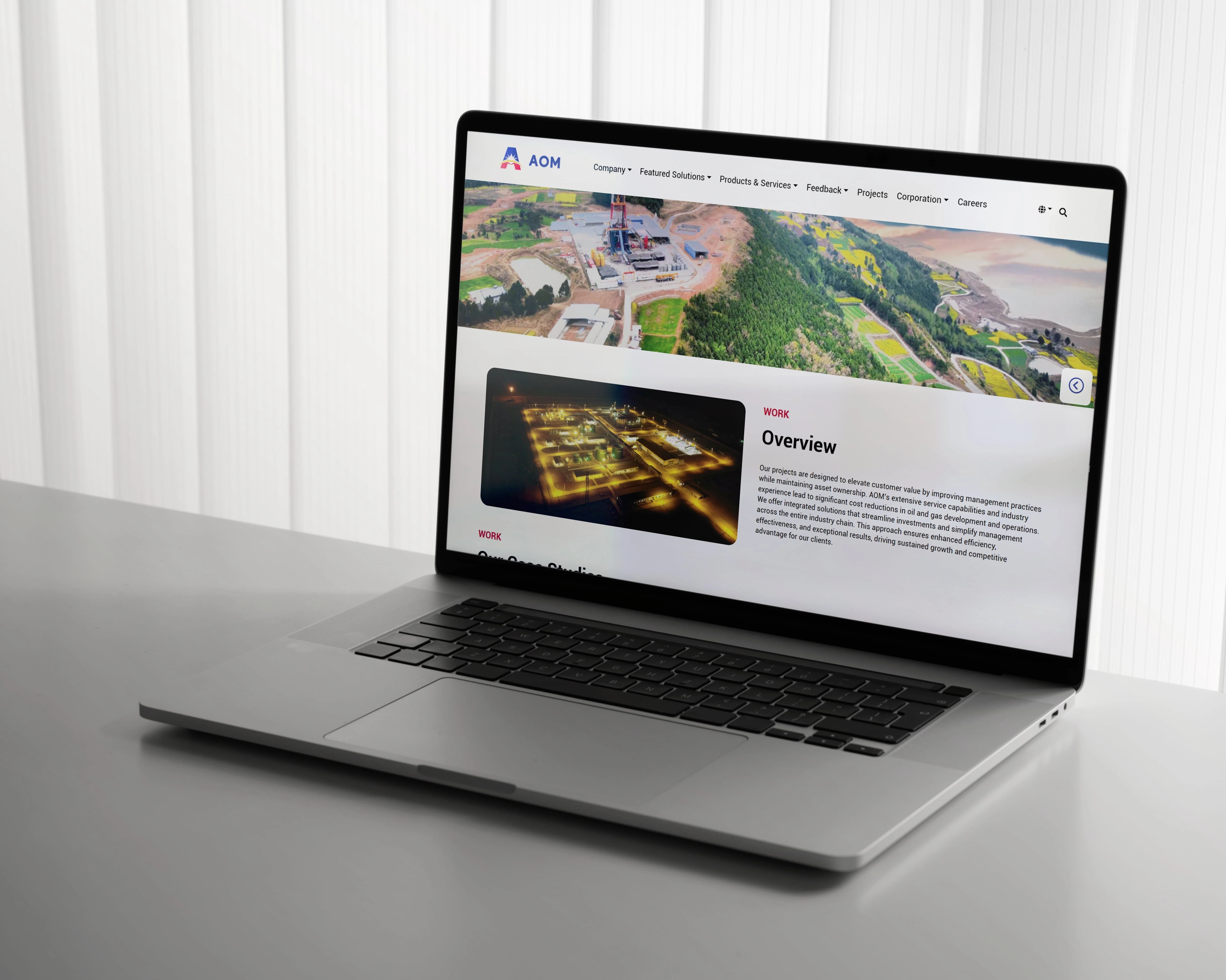 Anton Oil website mockup – inner page or alternate screen view, variant C